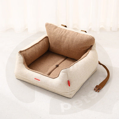 HKM-0152381 Light Coffee Dog Car Seat Cushion for Small to Medium-Sized Dogs - Safety and Comfort in the Front Seat