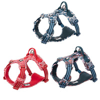 HKM-0152637 Floral Pattern Nylon Dog Leash Vest Harness - Multiple Sizes Available