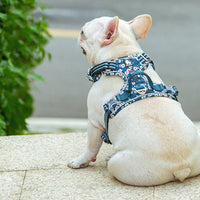 HKM-0152637 Floral Pattern Nylon Dog Leash Vest Harness - Multiple Sizes Available