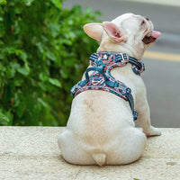 HKM-0152637 Floral Pattern Nylon Dog Leash Vest Harness - Multiple Sizes Available