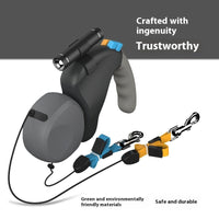 HKM-0153149 Double-Headed Dog Walker with Traction Rope - Durable ABS Design in Black and Gray