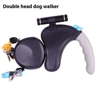 HKM-0153149 Double-Headed Dog Walker with Traction Rope - Durable ABS Design in Black and Gray