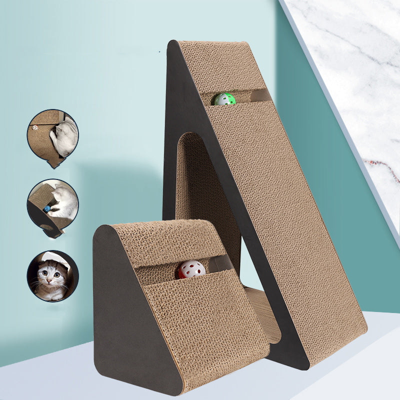 HKM-0153533 Large Minimalist Black Triangle Cat Scratching Board with Free Catnip
