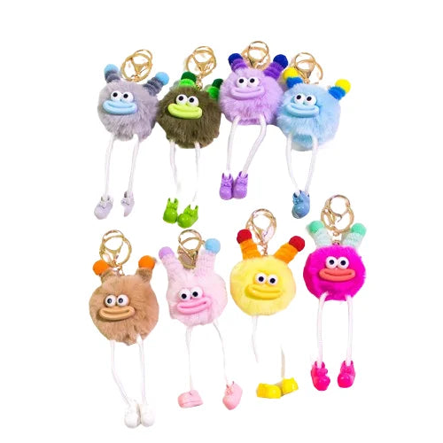 HKM-015443 Cute Cartoon Plush Keychain Doll for Kids - Small Coal Ball Car Accessory