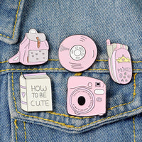 HKM-015443 Pink Alloy Brooch for School Supplies, Mobile Phones, and Video Cards
