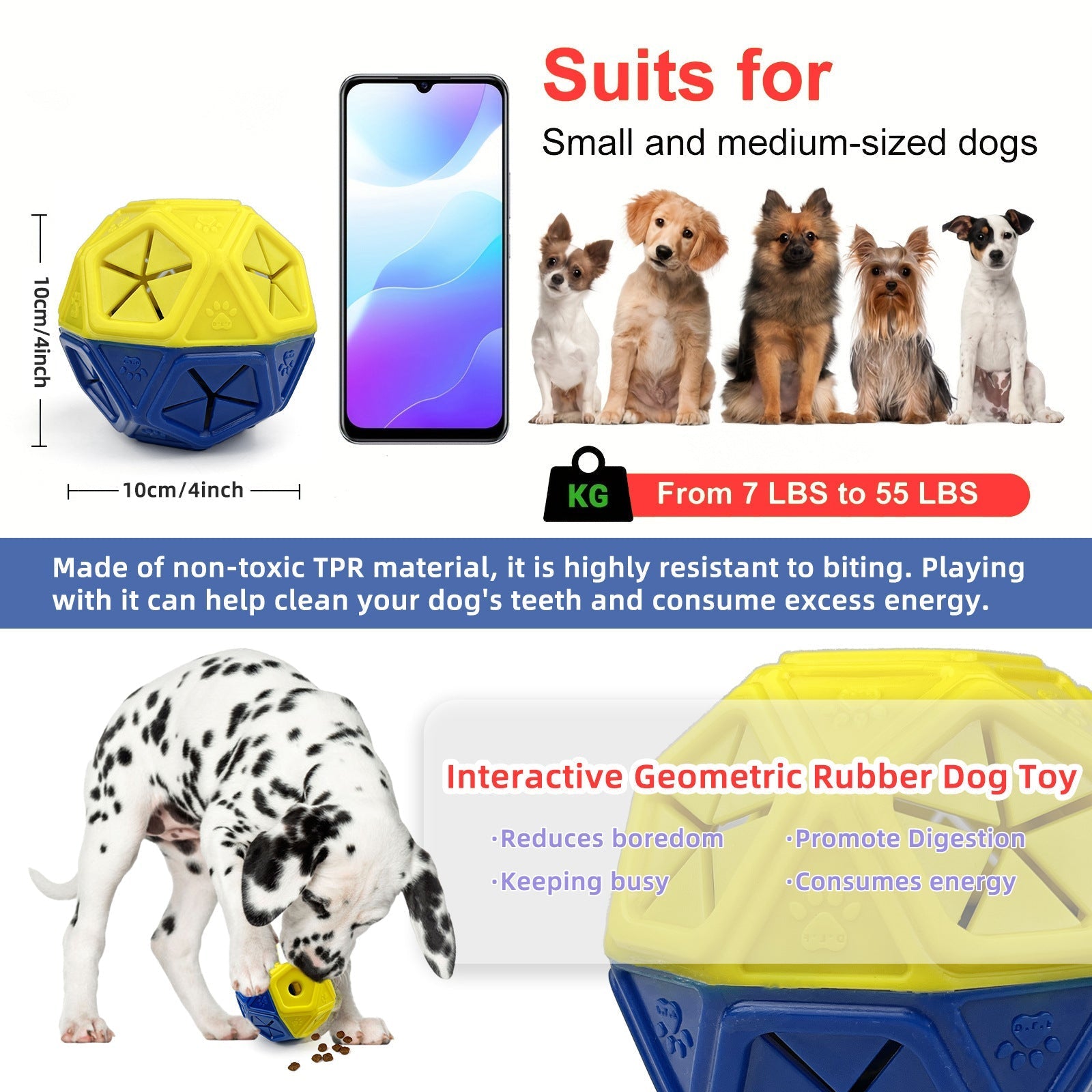 HKM-0154813 Interactive Leak Proof Food Dispensing Dog and Pet Toy Ball for Indoor and Outdoor Play