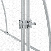 HKM-0154941 Spacious Silver Galvanized Steel Rabbit Hutch with Secure Locking Door