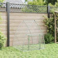 HKM-0154941 Spacious Silver Galvanized Steel Rabbit Hutch with Secure Locking Door