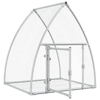 HKM-0154941 Spacious Silver Galvanized Steel Rabbit Hutch with Secure Locking Door