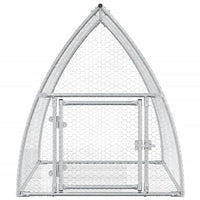 HKM-0154941 Spacious Silver Galvanized Steel Rabbit Hutch with Secure Locking Door