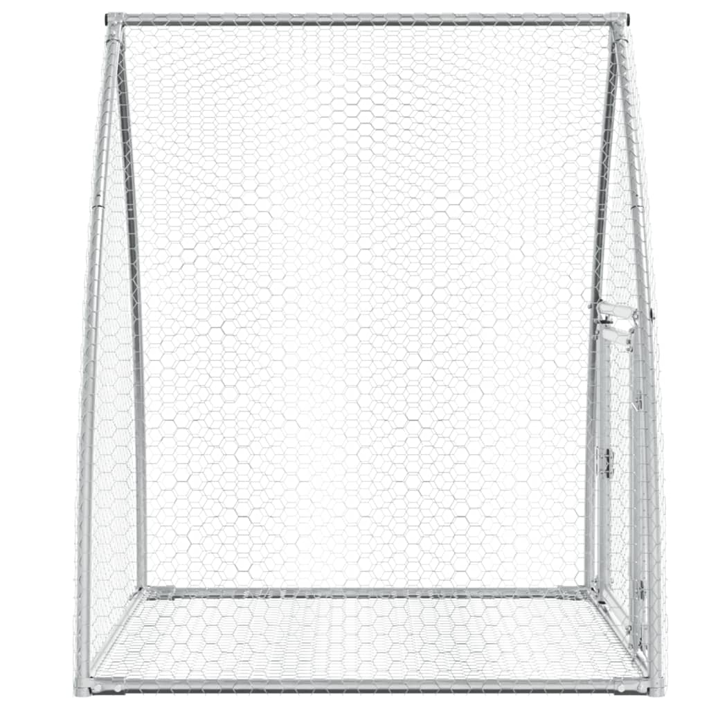HKM-0154941 Spacious Silver Galvanized Steel Rabbit Hutch with Secure Locking Door