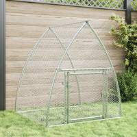 HKM-0154941 Spacious Silver Galvanized Steel Rabbit Hutch with Secure Locking Door