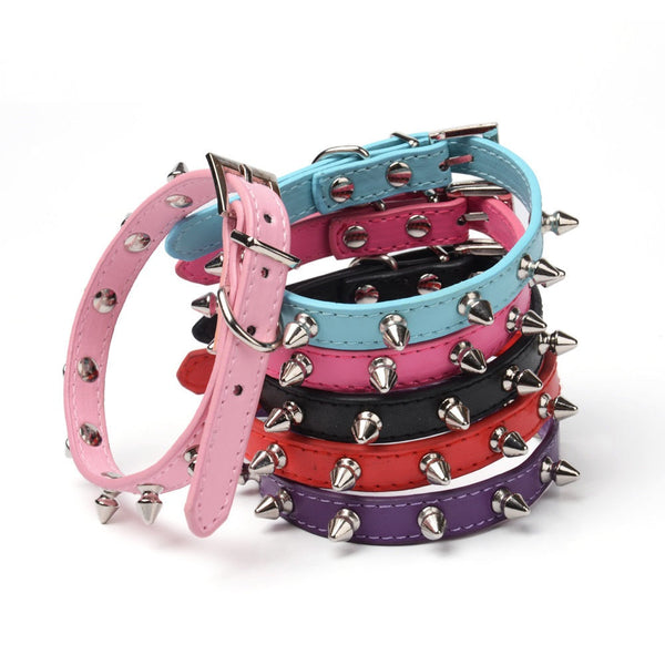 HKM-0155325 Durable Anti-Bite Rivet Leather Dog Collar and Leash in Multiple Colors for Small and Medium Pets