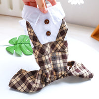 HKM-0155709 Coffee Lattice Suspenders Skirt for Dogs and Cats in Multiple Sizes