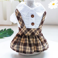 HKM-0155709 Coffee Lattice Suspenders Skirt for Dogs and Cats in Multiple Sizes
