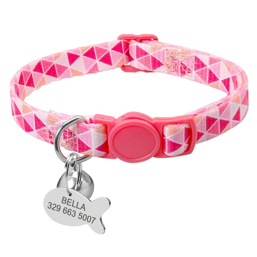 HKM-015635 Adjustable Cat Collar with Anti-Lost Tag and Bell - XS to Small Size Option, 1cm Width