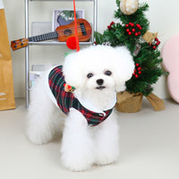 HKM-0157757 Cozy Christmas Plaid Vest for Pets with Leash - Cotton-Padded and Stylish