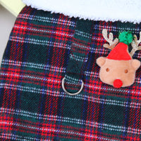 HKM-0157757 Cozy Christmas Plaid Vest for Pets with Leash - Cotton-Padded and Stylish