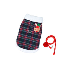 HKM-0157757 Cozy Christmas Plaid Vest for Pets with Leash - Cotton-Padded and Stylish