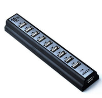 HKM-015827 10-Port USB 2.0 Hub with AC Power Adapter for PC, Laptop & Notebooks