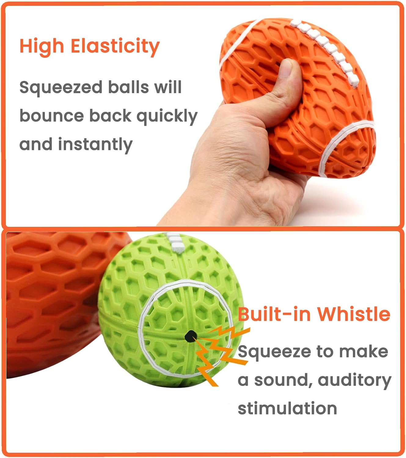 HKM-0160573 Durable Squeaky Rugby Dog Toy for Aggressive Chewers, Ideal for Large Dogs