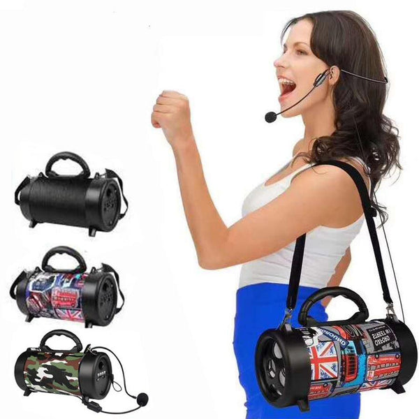 HKM-016083 Portable Outdoor Wireless Bluetooth Speaker with Microphone and Strap, USB Rechargeable, Available in Multiple Colors