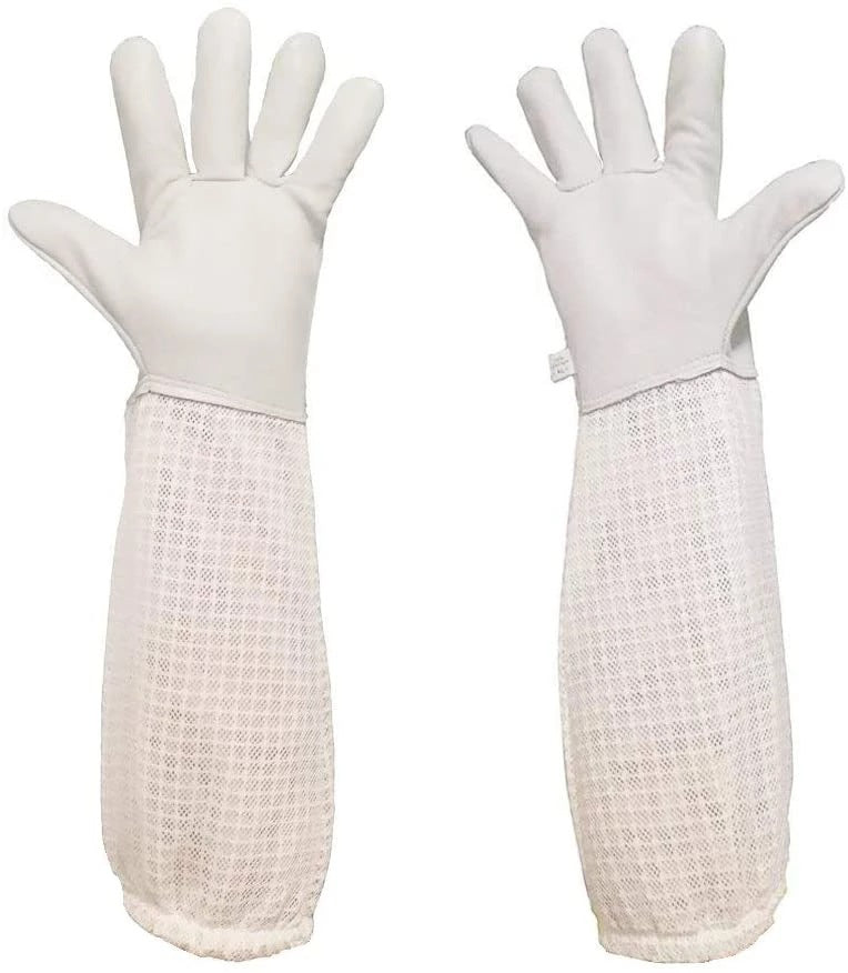 HKM-0160957 Three-Layer Breathable Mesh Anti-Bee Gloves Made with Cowhide and Sheepskin