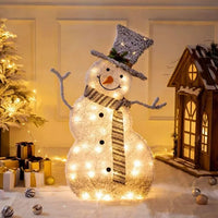 HKM-016211 Collapsible LED Snowman Decoration Light with Warm White Glow for Christmas