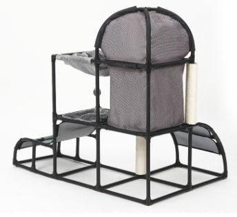 HKM-0162365 Multi-Purpose Cat Climbing Frame with Sisal Rope and Nest, 107x80x120 cm, Durable PVC and ABS Materials