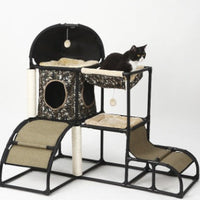 HKM-0162365 Multi-Purpose Cat Climbing Frame with Sisal Rope and Nest, 107x80x120 cm, Durable PVC and ABS Materials