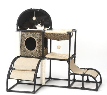 HKM-0162365 Multi-Purpose Cat Climbing Frame with Sisal Rope and Nest, 107x80x120 cm, Durable PVC and ABS Materials