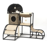 HKM-0162365 Multi-Purpose Cat Climbing Frame with Sisal Rope and Nest, 107x80x120 cm, Durable PVC and ABS Materials