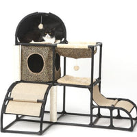 HKM-0162365 Multi-Purpose Cat Climbing Frame with Sisal Rope and Nest, 107x80x120 cm, Durable PVC and ABS Materials