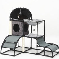 HKM-0162365 Multi-Purpose Cat Climbing Frame with Sisal Rope and Nest, 107x80x120 cm, Durable PVC and ABS Materials