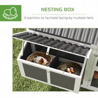 HKM-0162749 Spacious Gray Wooden Chicken Coop with Run, Nesting Boxes, Roosting Bars, and Easy-Clean Tray for 6-8 Chickens