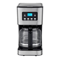 HKM-016339 10-12 Cup Glass Electric Coffee Maker with LCD Screen and Stainless Steel Design