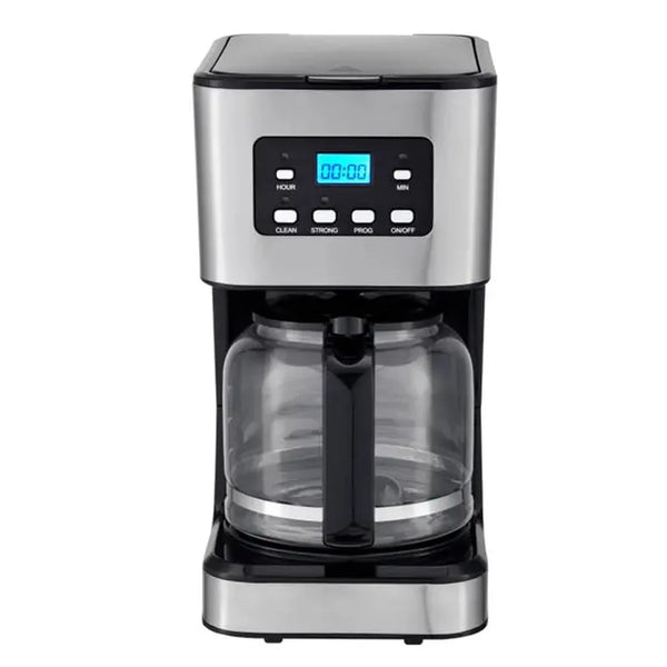 HKM-016339 10-12 Cup Glass Electric Coffee Maker with LCD Screen and Stainless Steel Design