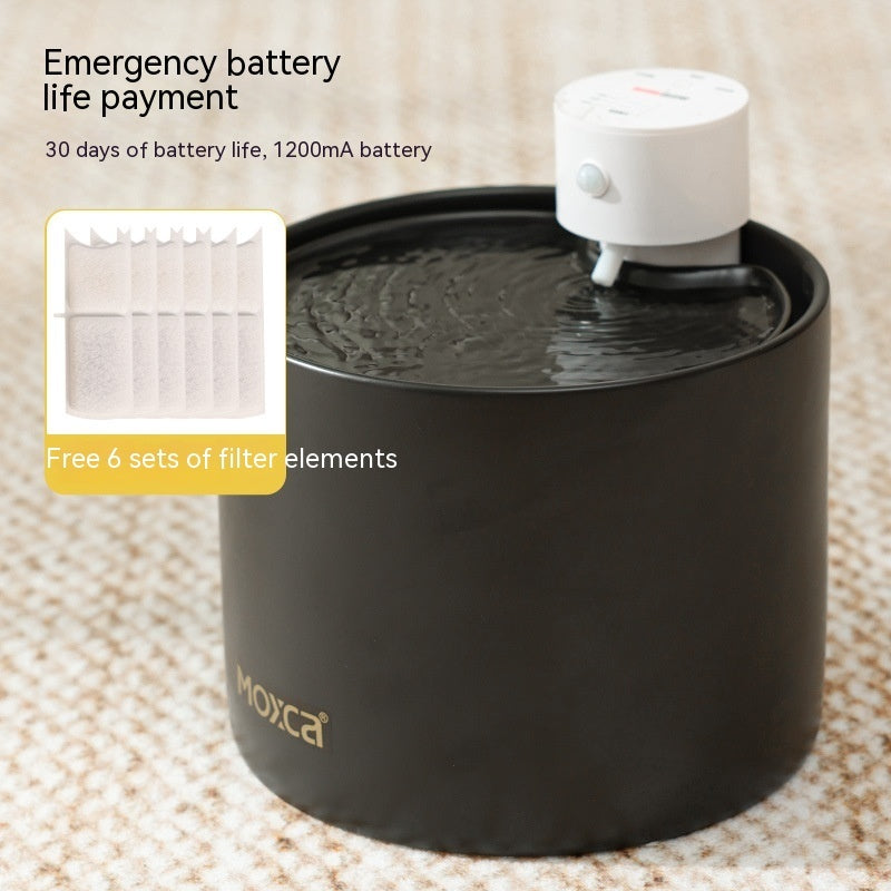 HKM-0164925 Automatic Flow Induction Ceramic Pet Water Dispenser with Filter Elements - 2L Capacity
