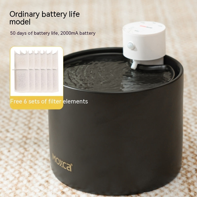 HKM-0164925 Automatic Flow Induction Ceramic Pet Water Dispenser with Filter Elements - 2L Capacity