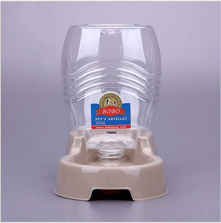 HKM-0165053 Large Capacity Automatic Pet Water Bowl - Durable Plastic Design in Khaki Grey and Brown