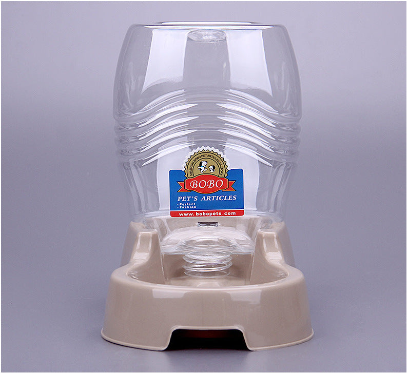 HKM-0165053 Large Capacity Automatic Pet Water Bowl - Durable Plastic Design in Khaki Grey and Brown