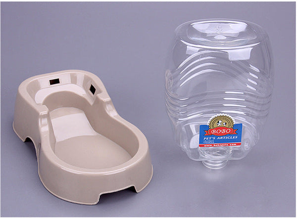 HKM-0165053 Large Capacity Automatic Pet Water Bowl - Durable Plastic Design in Khaki Grey and Brown