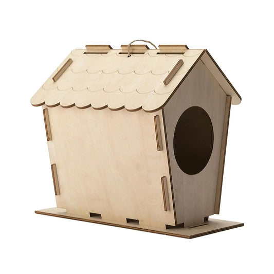 HKM-016531 Wooden Lace Roof Bird House - Durable Poplar Nesting Box for Outdoor Use