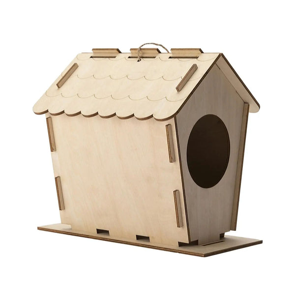 HKM-016531 Wooden Lace Roof Bird House - Durable Poplar Nesting Box for Outdoor Use