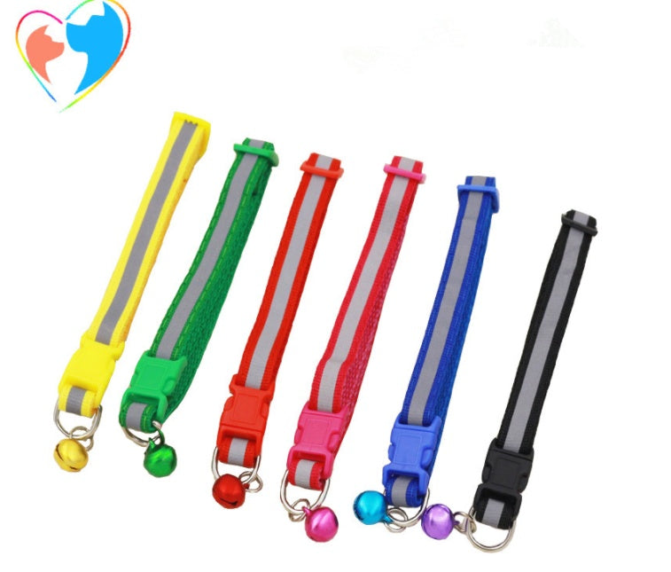 HKM-0166845 Reflective Bell Collar for Dogs and Cats - Adjustable Cloth Design, 19-32cm, 1.0cm Width