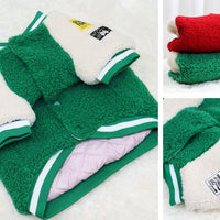HKM-0167229 Quilted Padded Pet Dog Coat with Lamb Fur, Available in Green and Red, Sizes M to 2XL