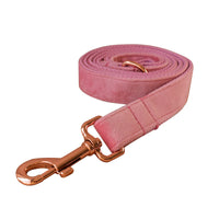 HKM-0170685 Luxurious Velvet Dog Collar with Double Microfiber Rose Gold Buckle ¨C Available in Multiple Sizes and Options