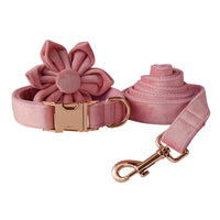 HKM-0170685 Luxurious Velvet Dog Collar with Double Microfiber Rose Gold Buckle ¨C Available in Multiple Sizes and Options