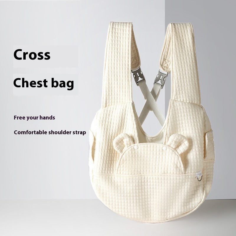 HKM-0171069 Pet Diaper Bag Soft Square Plaid Cross Chest Backpack for Dogs and Cats