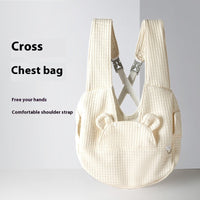 HKM-0171069 Pet Diaper Bag Soft Square Plaid Cross Chest Backpack for Dogs and Cats